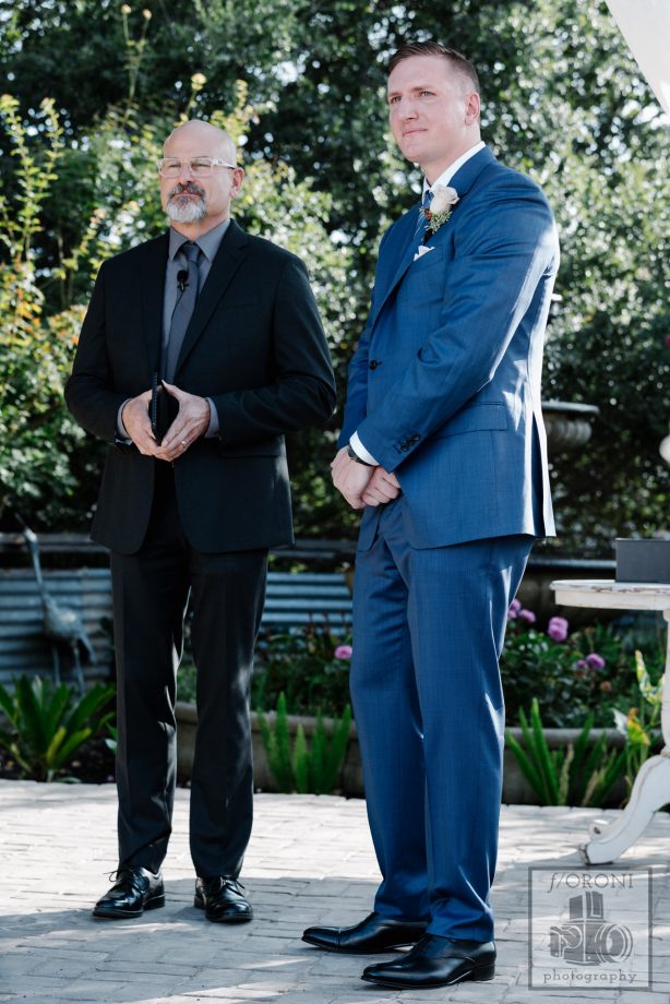 Groom Waits For His Bride at Sunol's Casa Bella Wedding