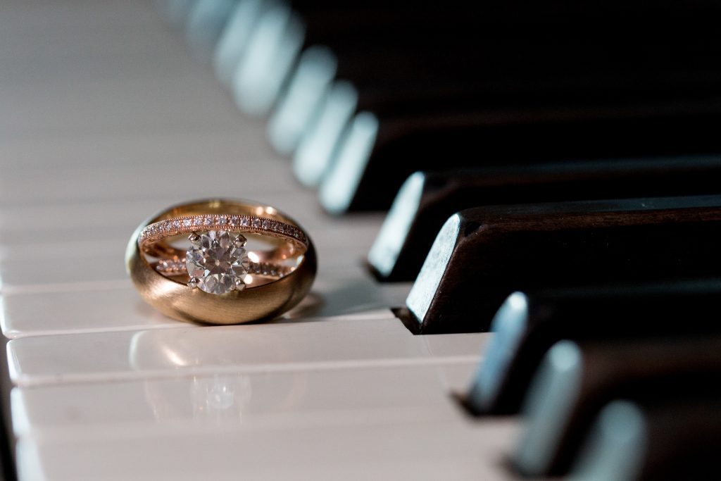 Wedding Rings on Piano Keys